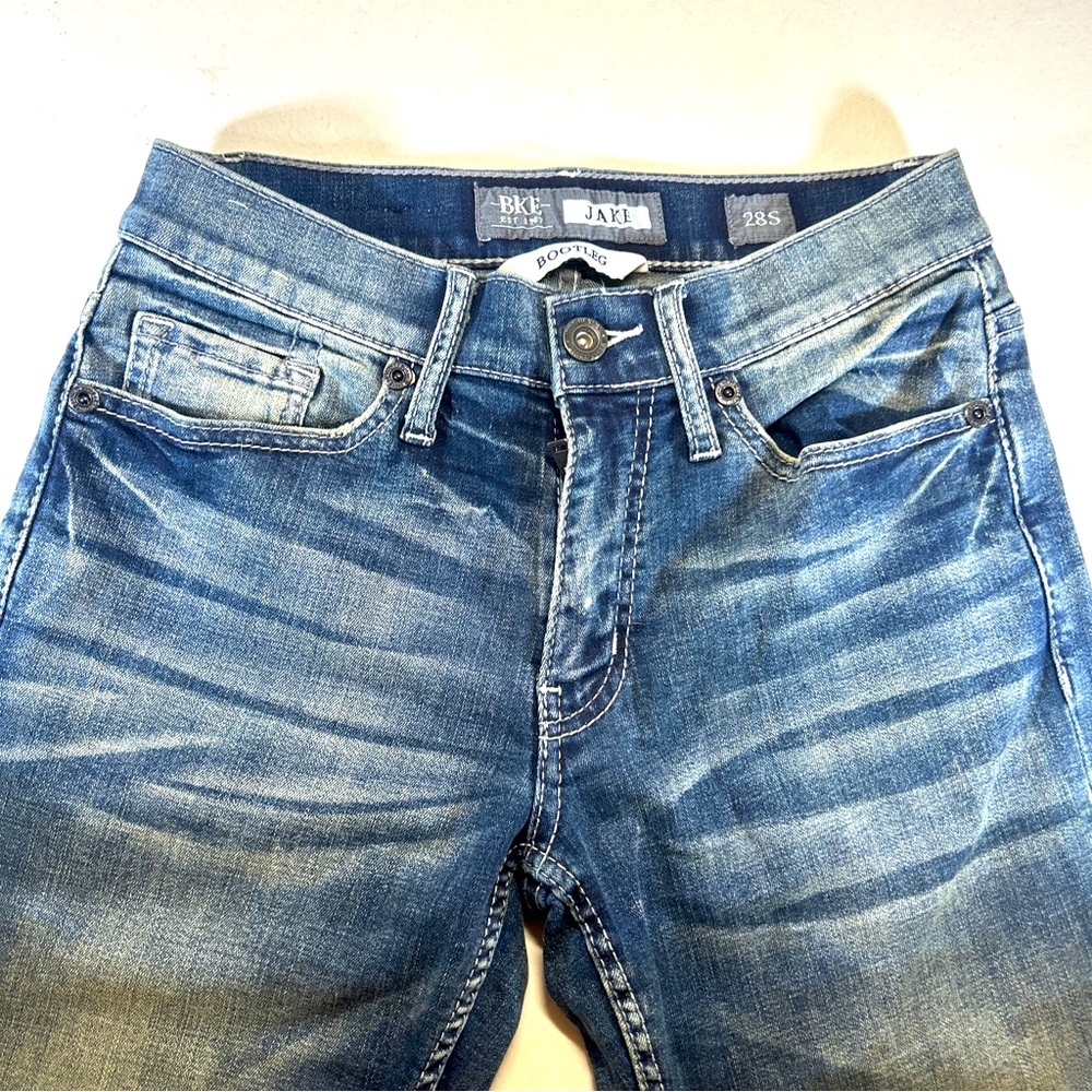 Bke Buckle Mens Jake Jeans 28S. Med Wash. Whiskering Bootleg Nice Fading 🔥🔥